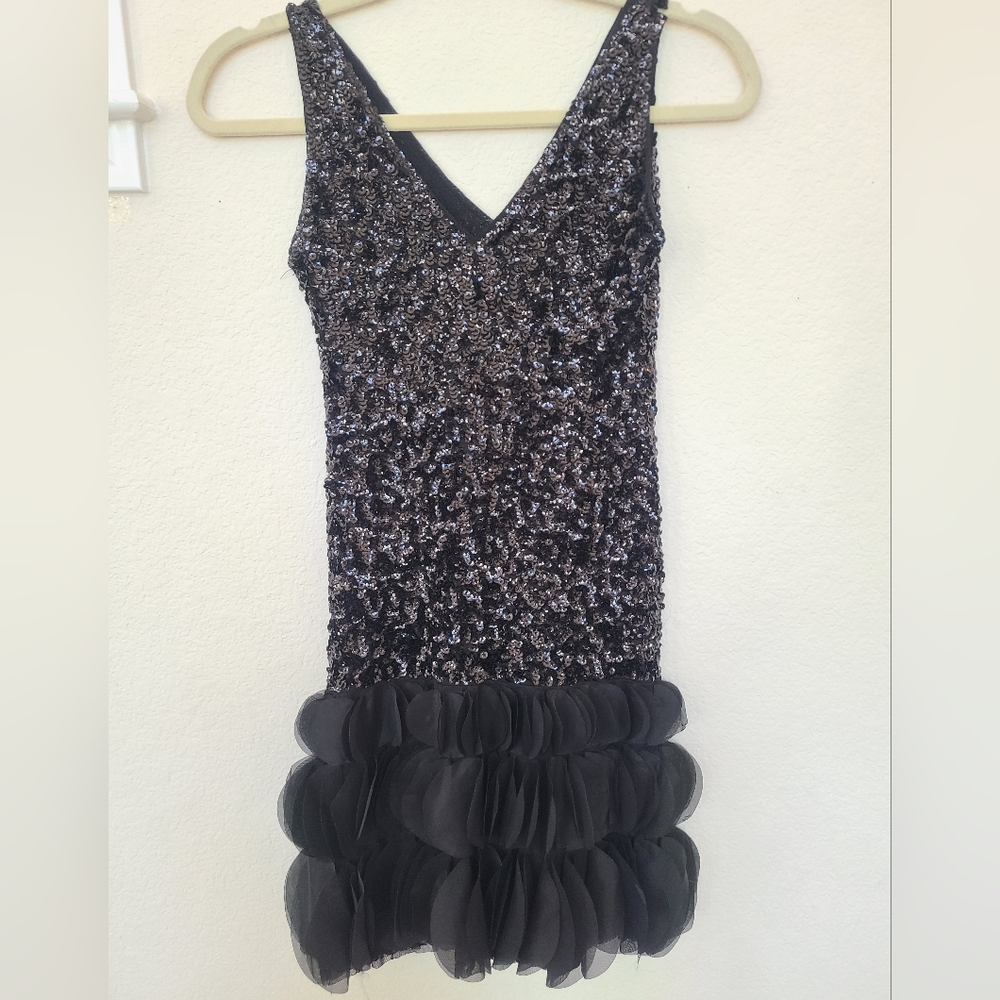 Sequin Flapper Dress with Skirt Detail